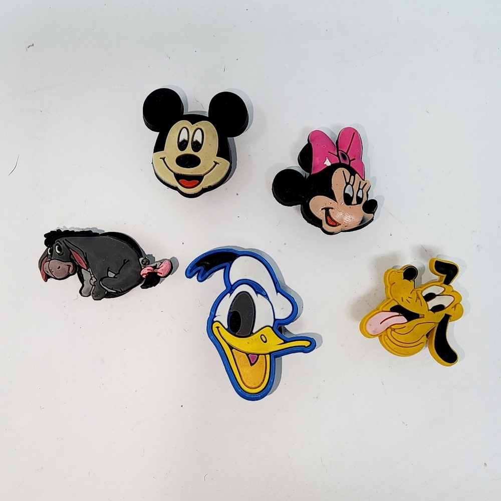 Disney Crocs Charms Lot of 5 Mickey Minnie Donald Pluto Eeyore Shoe Jibbitz‎